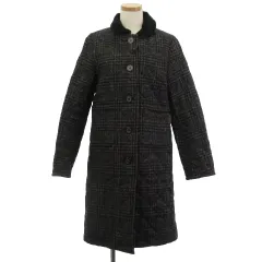 ラベンハム LAVENHAM MOLLOY ＆ SONS 美品 ステンカラ―コート ツイード イギリス製 黒系 ブラック グレー 36 M位