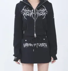 ブラック グラフィック WHO ジップアップ スカート セット