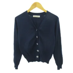 アプワイザーリッシェ Apuweiser-riche ニット カーディガン ボタン ビジュー 長袖 2 紺 ネイビー 0924 ■YHS4