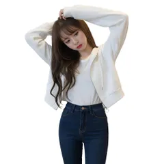 【REG8】ショート丈 パーカー レディース トップス へそ出し 長袖 スウェット フード 無地 アウター カジュアル 春 秋 冬 (L, ホワイト) 