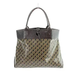 ゲラルディーニ GHERARDINI トートバッグ ハンド PVC レザー ロゴ 総柄 茶 ブラウン ■GY11 /MQ