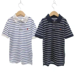 ポロ ラルフローレン POLO RALPH LAUREN PERFORMANCE ポロシャツ 2点セット まとめ ボーダー ロゴ刺繍 130cm 白 ホワイト 紺 ネイビー /JS
