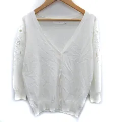 ブージュルード Bou Jeloud カーディガン ミドル丈 七分袖 Vネック 刺繍 F 白 ホワイト /SM4