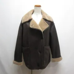 ザラ ZARA フェイクムートン ジャケット ブルゾン 裏ボア S 茶 ダークブラウン アウター