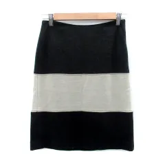 プロポーション ボディドレッシング PROPORTION BODY DRESSING フレアスカート ひざ丈 2 M 黒 ブラック グレー /HO8