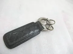 ボッテガヴェネタ 　BOTTEGA VENETA 　キーリング　 キーホルダー 　イントレチャート　　ブラック　レザー　USED