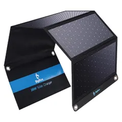 D★【2025モデル】BigBlue 28W ソーラーパネル 小型 3ポートUSB-A/USB-C 3.0A快速充電 (5V/4.8A) 25.4％転換効率 ソーラー充電器 折り畳み式 2カラビナ個 防水 地震 災害時 キャンプ アウトドア iPhone iP