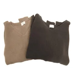 アーバンリサーチ ドアーズ URBAN RESEARCH DOORS 2点 セット まとめ コットン畦Vネックニット セーター Vネック DR16-22M602 ONE ベージュ ダークブラウン ■GY35