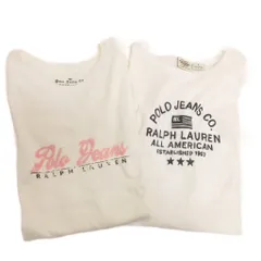 ラルフローレン RALPH LAUREN 2点 セット まとめ Tシャツ カットソー 半袖 ロゴプリント S M 白 ホワイト