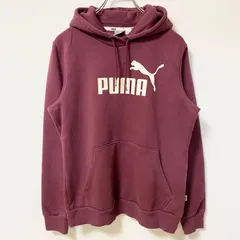 古着 used　puma プーマ　長袖ビックロゴプリントパーカー　フード付きスウェット　バーガンディー　Mサイズ