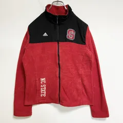 古着 used　Adidas アディダス　長袖フルジップフリースジャケット　赤　レッド　ロゴ刺　NC STATE　Mサイズ