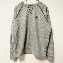 古着 used　FILA フィラ　長袖ビッグ刺ロゴデザインスウェット　トレーナー　クルーネック　グレー　Lサイズ