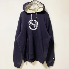 古着 used　PUMA プーマ　長袖ロゴプリントパーカー　スウェットフーディ　ネイビー　カジュアル　ビッグシルエット　Lサイズ
