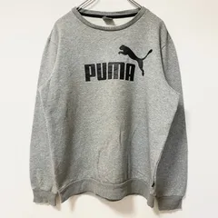 古着 used　PUMA プーマ　長袖フロントデザインスウェット　トレーナー　クルーネック　グレー　カジュアル　Mサイズ