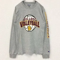 古着 used　champion チャンピオン　長袖プリントTシャツ　ロンT　BULLDOG　ソフトボール　グレー　Sサイズ