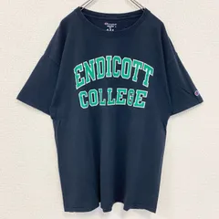 古着 used　champion チャンピオン　半袖カレッジプリントTシャツ　エンディコット大学　レトロ　ネイビー　XLサイズ