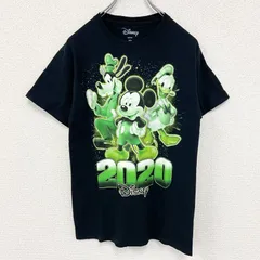 古着 used　Disney ディズニー　半袖プリントTシャツ　ミッキー＆フレンズ　2020　ネオンカラー　黒　ブラック　Sサイズ