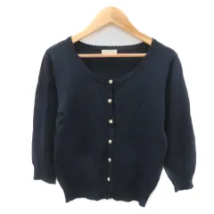ロディスポット LODISPOTTO カーディガン ミドル丈 七分袖 M 紺 ネイビー /YK48