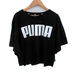 プーマ PUMA Tシャツ カットソー 半袖 ロゴプリント L 黒 ブラック /SM15