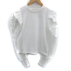 ナイスクラップ NICE CLAUP リブカットソー 長袖 パフスリーブ 切替 白 ホワイト /SM35