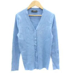 デミルクス ビームス Demi-Luxe BEAMS カーディガン ミドル丈 Vネック ライトブルー 水色 /YM45