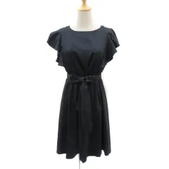 ロペピクニック ROPE Picnic ワンピース ひざ丈 半袖 ウエストリボン 38 M 紺 ネイビー /YK1