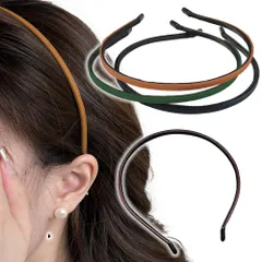 茶 緑 黒 No71 セット 3個 痛くないカチューシャ レディース 韓国風 ヘッドバンド ヘアアクセサリー オシャレ 大人カジュアル 痛くない シンプル 上品 フェイクレザー カワイイ ヘアバンド 細い カチューシャ ロドリーミシェ