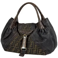 フェンディ FENDI ズッカ柄 スパイバッグ ハンドバッグ キャンバス ダークブラウン 8BR511 レディース 【中古】