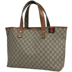 グッチ GUCCI GG柄 トートバッグ ハンドバッグ シェリーライン ウェブ トートバッグ コーティングキャンバス ベージュ ブラウン 211134 レディース 【中古】