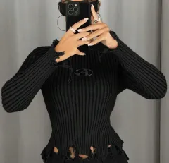 実際に着用1回 クロップドニット 長袖ニット