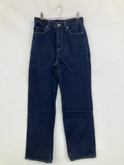 UNIQLO ユニクロ デニムパンツ 22 (56cm) ネイビー フルレングス ストレート スタンダード 無地 リジッド・ワンウォッシュ ハイウエスト