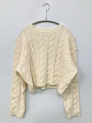 earth music&ecology アースミュージックアンドエコロジー ニット/セーター F アイボリー ナイロン 無地 ショート丈 長袖 クルーネック(丸首)