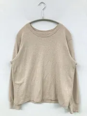 UNIQLO ユニクロ Tシャツ/カットソー M ベージュ 長袖 クルーネック(丸首) 無地