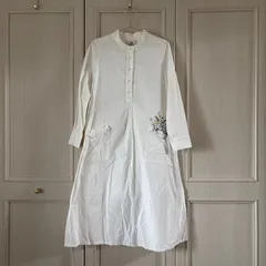 / サニークラウズ sunny clouds　フェリシモ FELISSIMO　刺繍　花柄　Mサイズ 38 9号　ワンピース　長袖　ホワイト オフホワイト アイボリー 白 シロ　お呼ばれ　デート　オフィスカジュアル　食事会