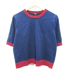 コムサイズム COMME CA ISM ニット カットソー 五分袖 9 ネイビー 紺 /YM41