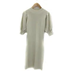 リゼクシー RESEXXY ニットワンピース ひざ丈 五分袖 クルーネック 無地 F アイボリー /YS12