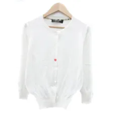 ポールスミス ブラック レーベル Paul Smith BLACK LABEL ニットカーディガン ラウンドネック ミドル丈 七分袖 M オフホワイト /HO42