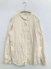 earth music&ecology アースミュージックアンドエコロジー シャツ/ブラウス F アイボリー コットン 無地 フリル ミドル丈 長袖 スタンドカラー