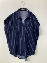 alicia PAGEBOY アリシアページボーイ シャツ/ブラウス F ネイビー ストライプ柄 ミドル丈 オープンカラー