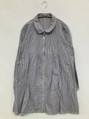 Blue Strive ブルーストライブ シャツ/ブラウス M ネイビー コットン ストライプ柄 ミドル丈 長袖 レギュラーカラー
