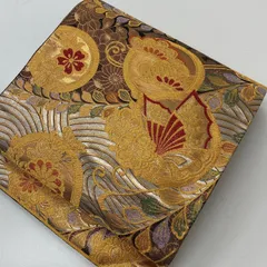 袋帯 正絹 煌めく 金糸織り込み 丸に蝶 花 六通 MA-4855