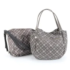 まとめ 2点 セット ラシット レザー ナイロン ショルダーバッグ ハンド トート グレー レディース EEM DJ36-5【中古】