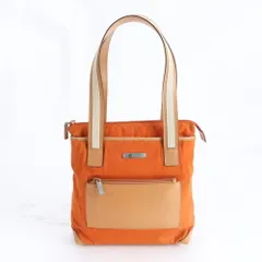 美品 グッチ 019 0453 レザー キャンバス トート バッグ 肩掛け ショルダー ハンド オレンジ 本革 レディース RWM DN41-2【中古】