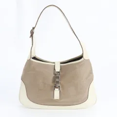 グッチ ジャッキー 001 3306 レザー×キャンバス ショルダーバッグ 肩掛け トート ハンド 本革 レディース RWM DO3-5【中古】