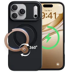【新品】 【上質仕上げ・ラグジュゴールド】CASEKOO iPhone 17 Pro 用 ケース 360度回転スタンド MagSafe対応 米軍MIL規格 360°全方向耐衝撃 横縦両立 耐衝撃 MagSafe対応 マット仕上げ 黄変防止 ワイヤレス充電対 0