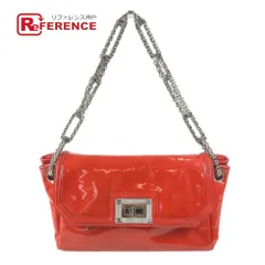 CHANEL シャネル ショルダーバッグ 2.55金具 ロゴ パテントレザー レッド系オレンジ系