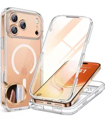 ★Miracase iPhone17pro ケース MagSafe対応 スマホケース いPhone17pro 用 カバー 9H 強化ガラス 360°保護 全身バンパー保護ケース 6.3インチ フルカバー ワイヤレス充電対応 マグセーフ対応 マグネット クリア