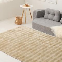 びっくりカーペット ラビットファー調ラグ ラピ アイボリー 190×240