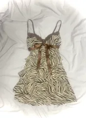 ヴィンテージ 姉ギャル ゼブラ シースルー ティアード スリップ ONE PIECE y2k なな パンク