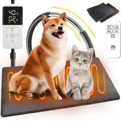 ペット用ホットカーペット【2025年新開発ペット専用コントローラー付き・ペット専門家チーム監修】ペットヒーター 犬 猫用 ヒーター 30?60℃温度調節 1H?24Hタイマー 両面発熱・60秒速暖・恒温機能・過熱保護・噛み癖対策・メモリー機能 難燃性 IP67